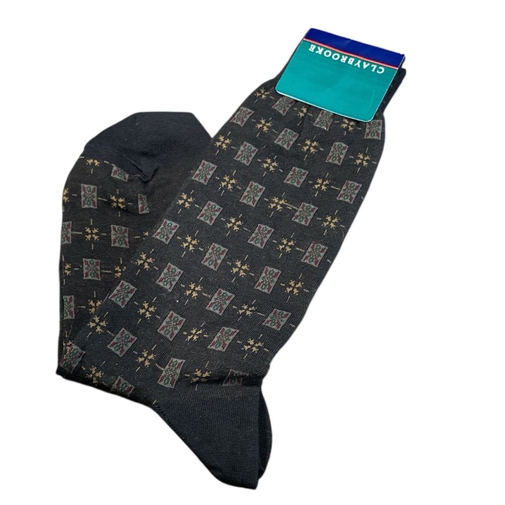 Vintage Claybrooke Printed Dress Socks Mens Size 10-13 NEW Made in USA